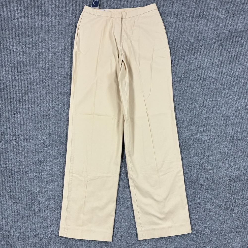 Brooks Brothers Womens Size 4 Beige 100% Cotton Straight Leg Pants Flat Front